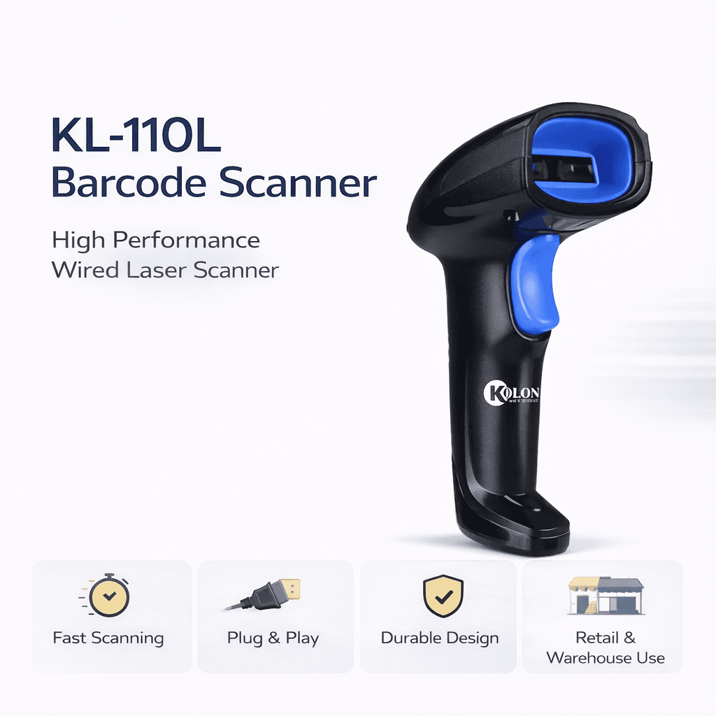 Kolon handheld barcode scanner for retail, warehouse inventory, and logistics barcode scanning.